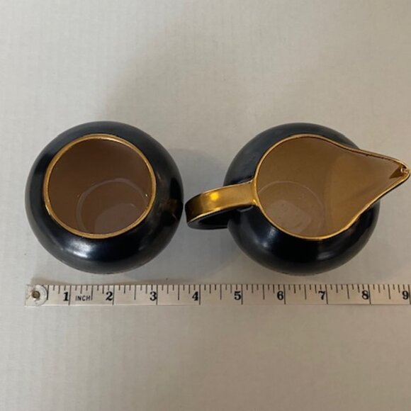 Villeroy and Boch Black and Gold Creamer and Sugar bowl. Vintage. Luxembourg - Picture 12 of 12